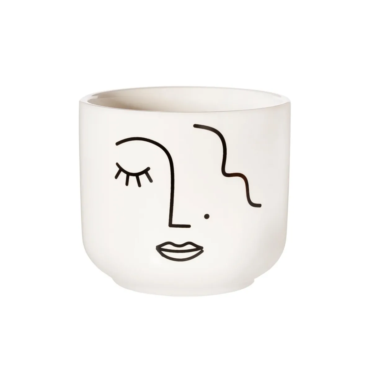 Abstract Face White Large Planter