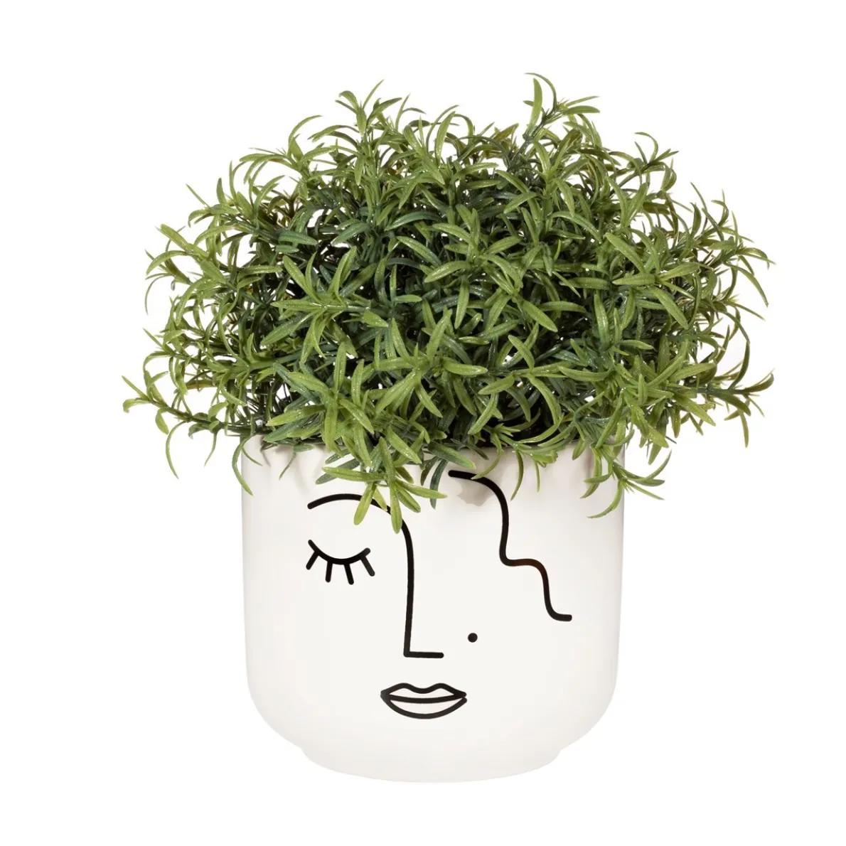 Abstract Face White Large Planter