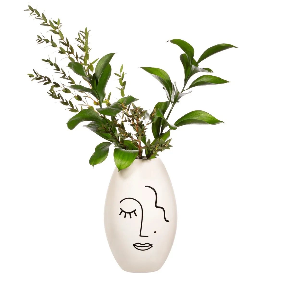 Abstract Face White Large Vase