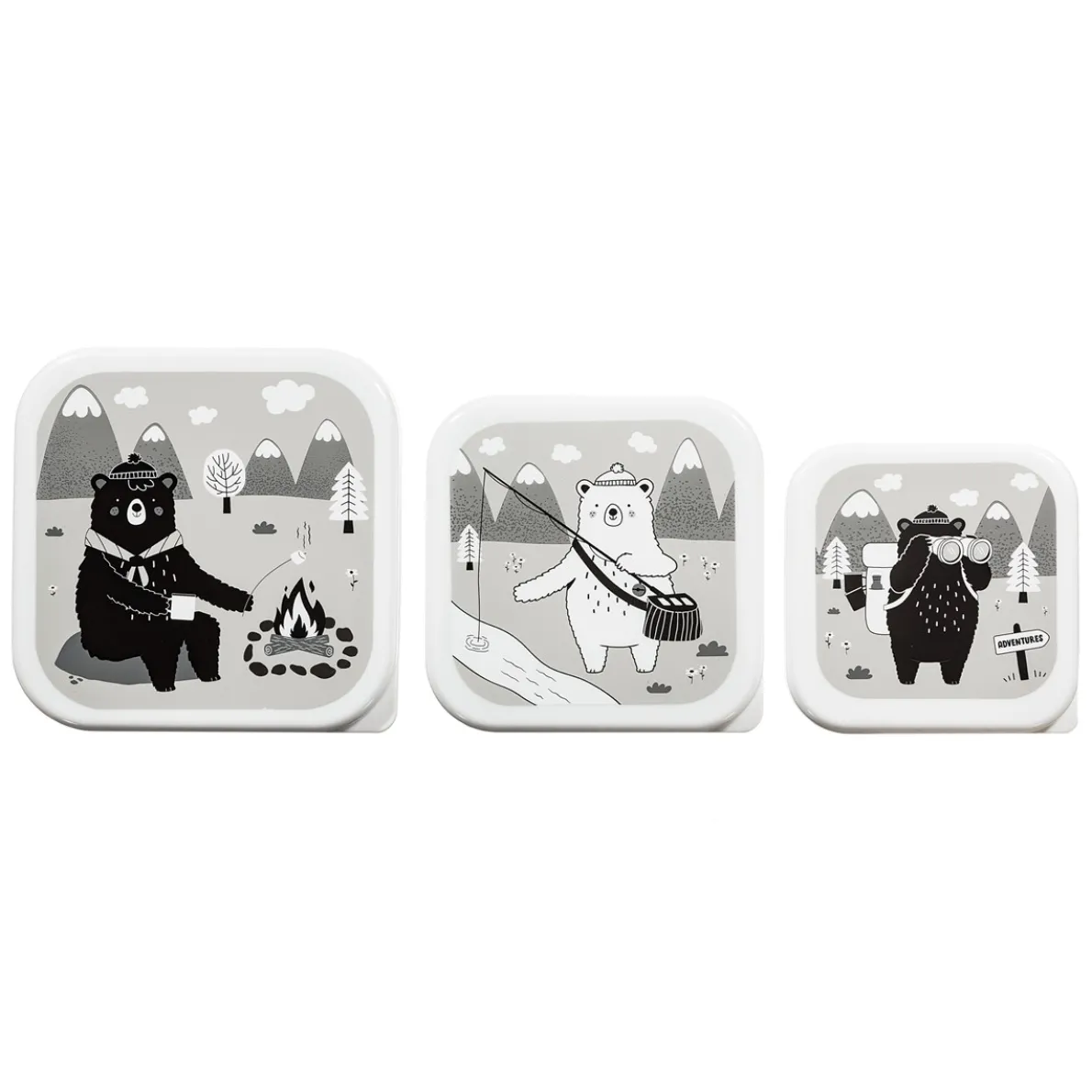 Bear Adventure Lunch Boxes - Set of 3