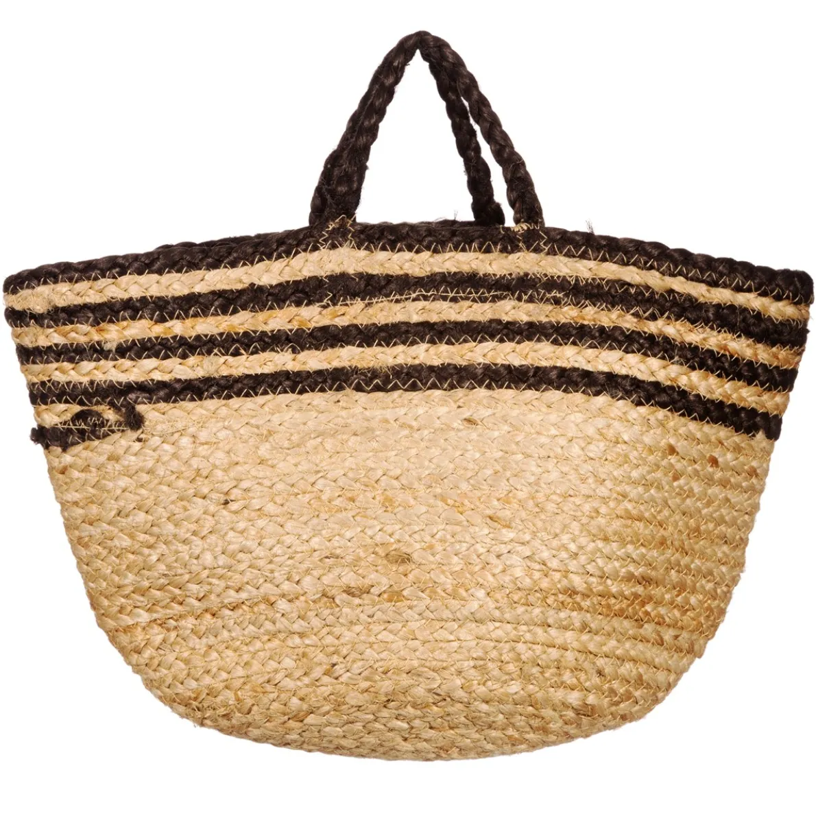 Black Stripe Jute Storage Basket