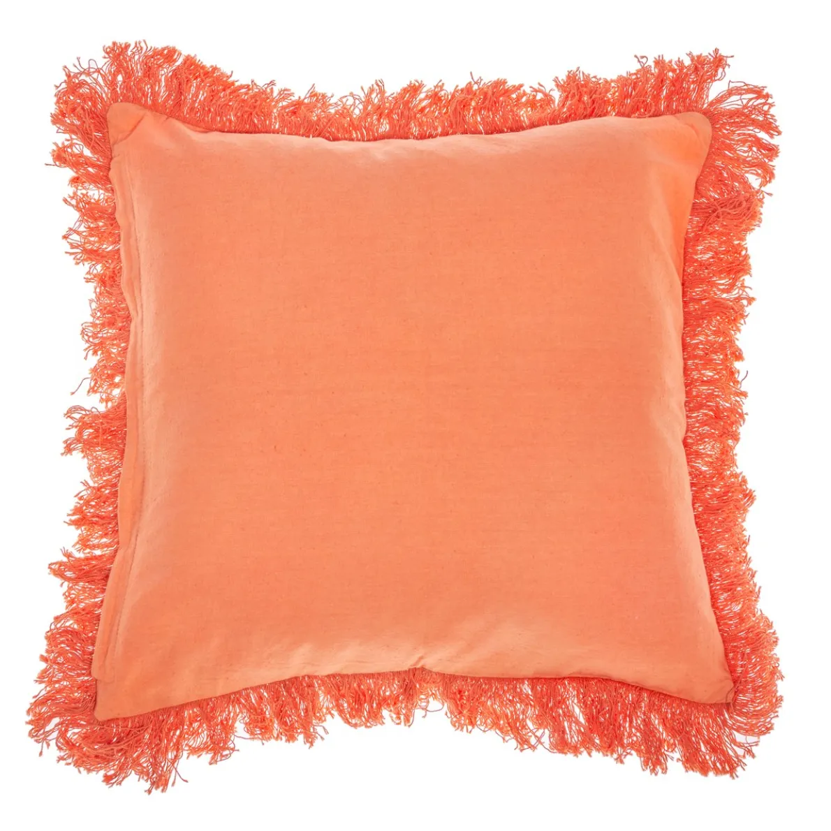 Block Print Fringed Cushion Cover Terracotta