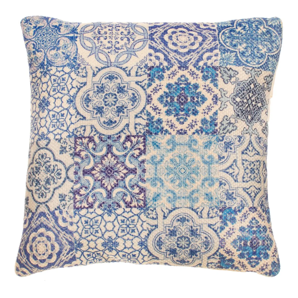 Blue Tile Print Cushion Cover
