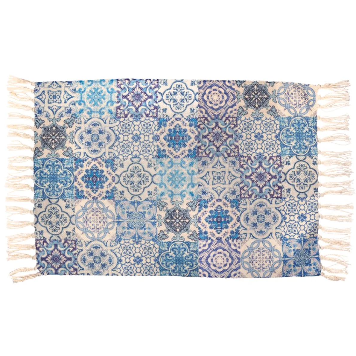 Blue Tile Print Rug Small