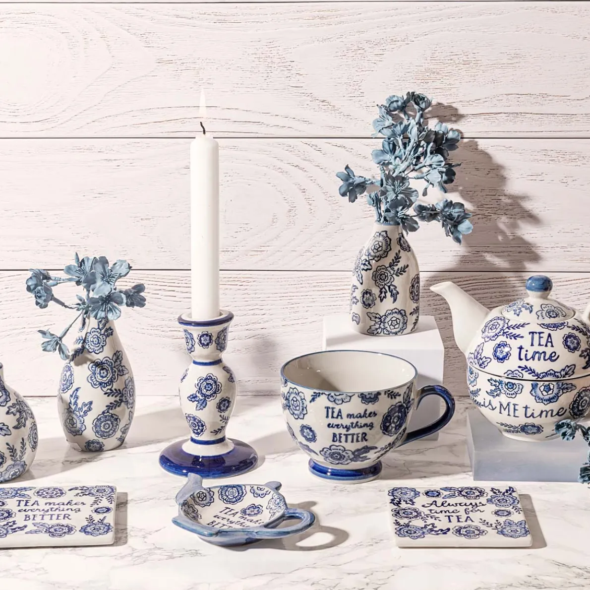 Blue Willow Candlestick Holder
