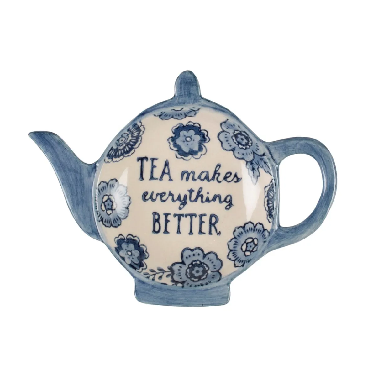 Blue Willow Floral Tea Lovers Tea Bag Dish