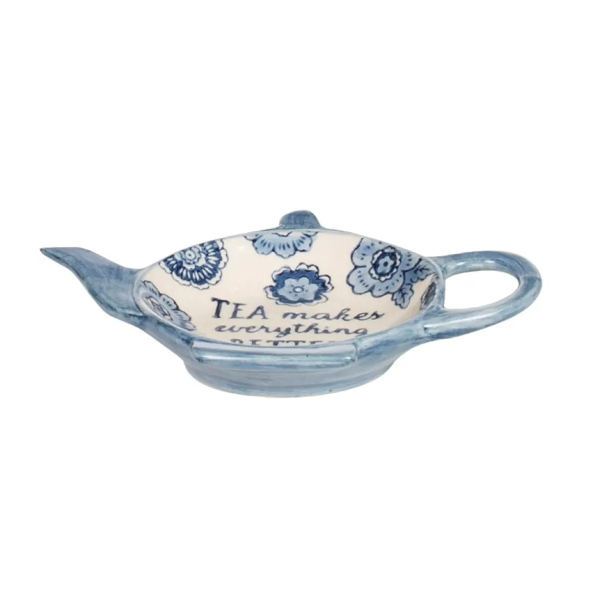 Blue Willow Floral Tea Lovers Tea Bag Dish