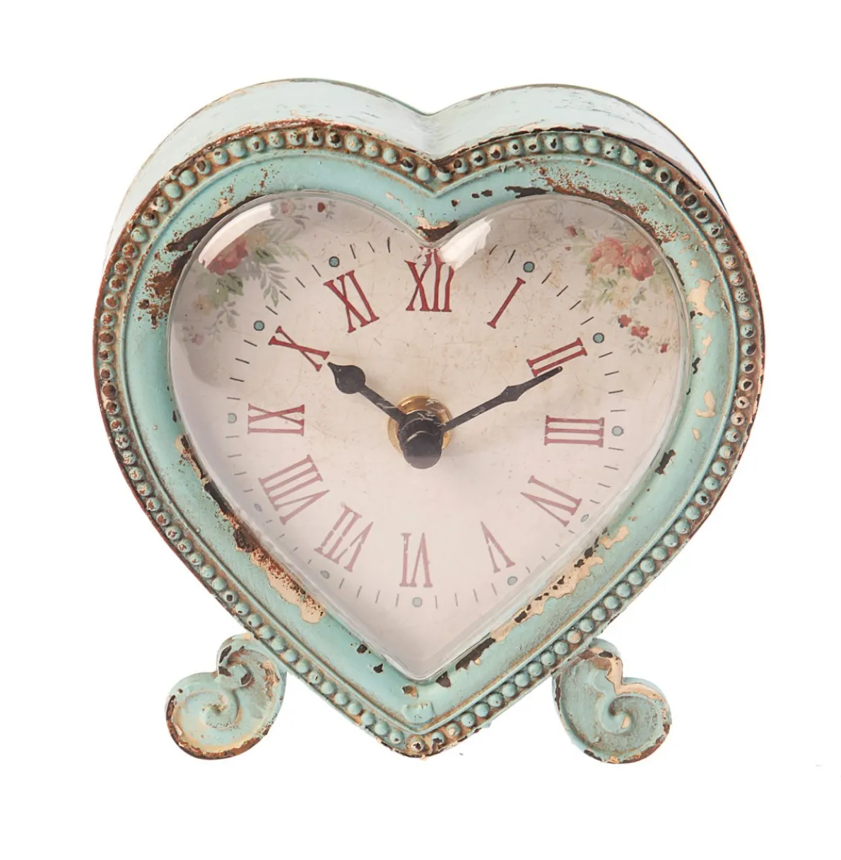 Boudoir Heart Clock Duck Egg
