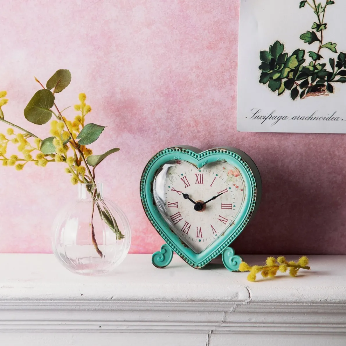 Boudoir Heart Clock Duck Egg