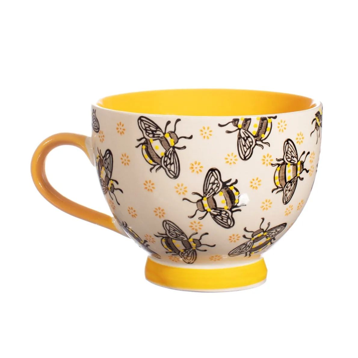 Busy Bees Stamped Yellow Mug
