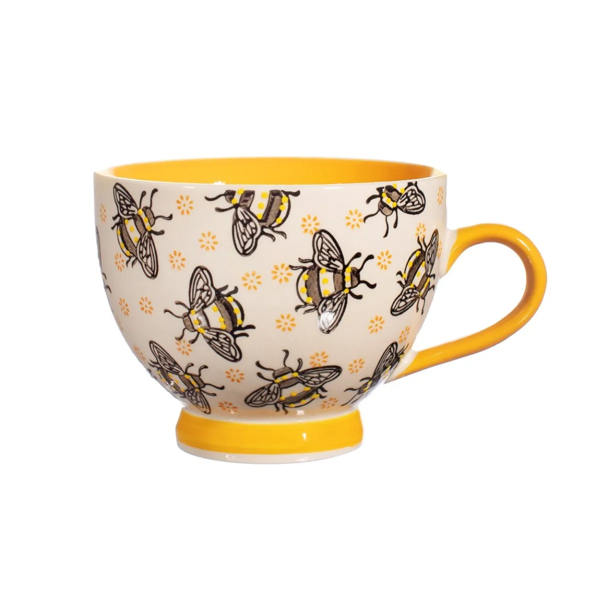 Busy Bees Stamped Yellow Mug