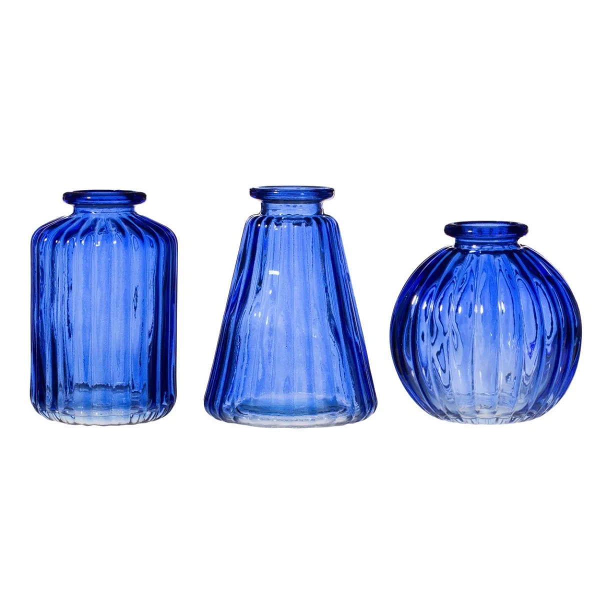 Cobalt Blue Glass Bud Vases - Set of 3