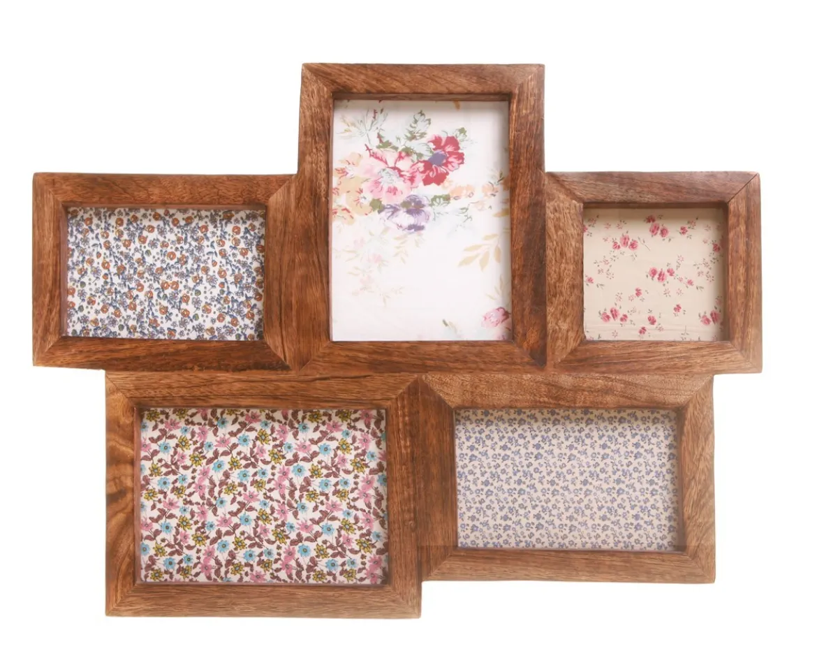 Dark Brown Wood Photo Frame with 5 Apertures