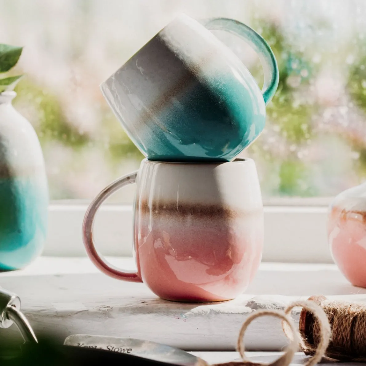 Dip Glazed Ombre Turquoise Mug