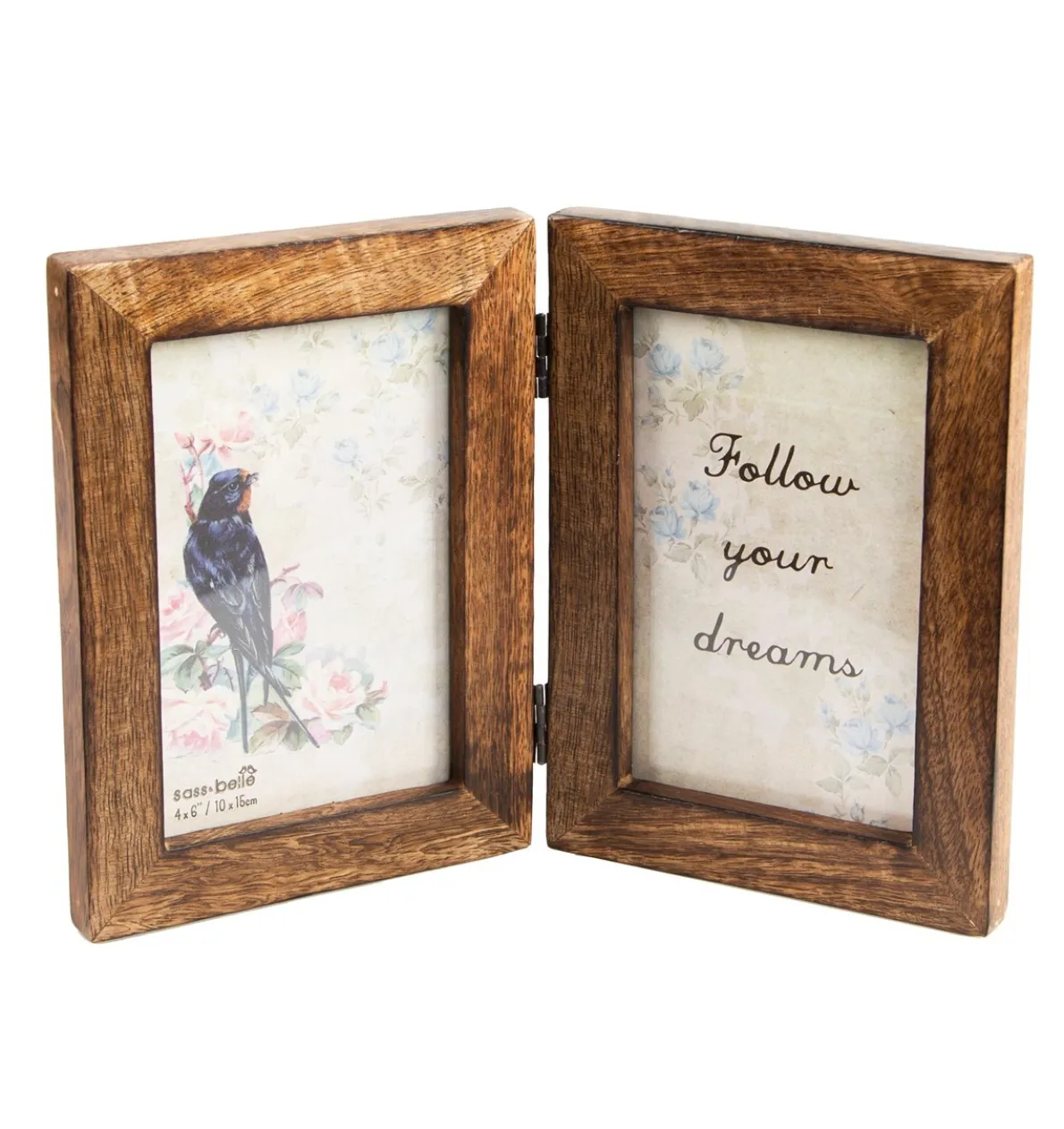 Double Dark Brown Wood Photo Frame
