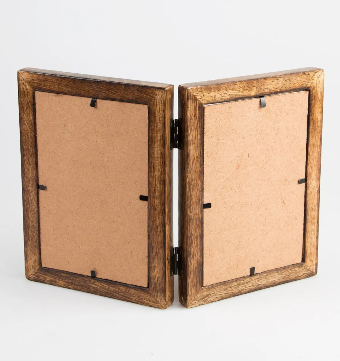 Double Dark Brown Wood Photo Frame