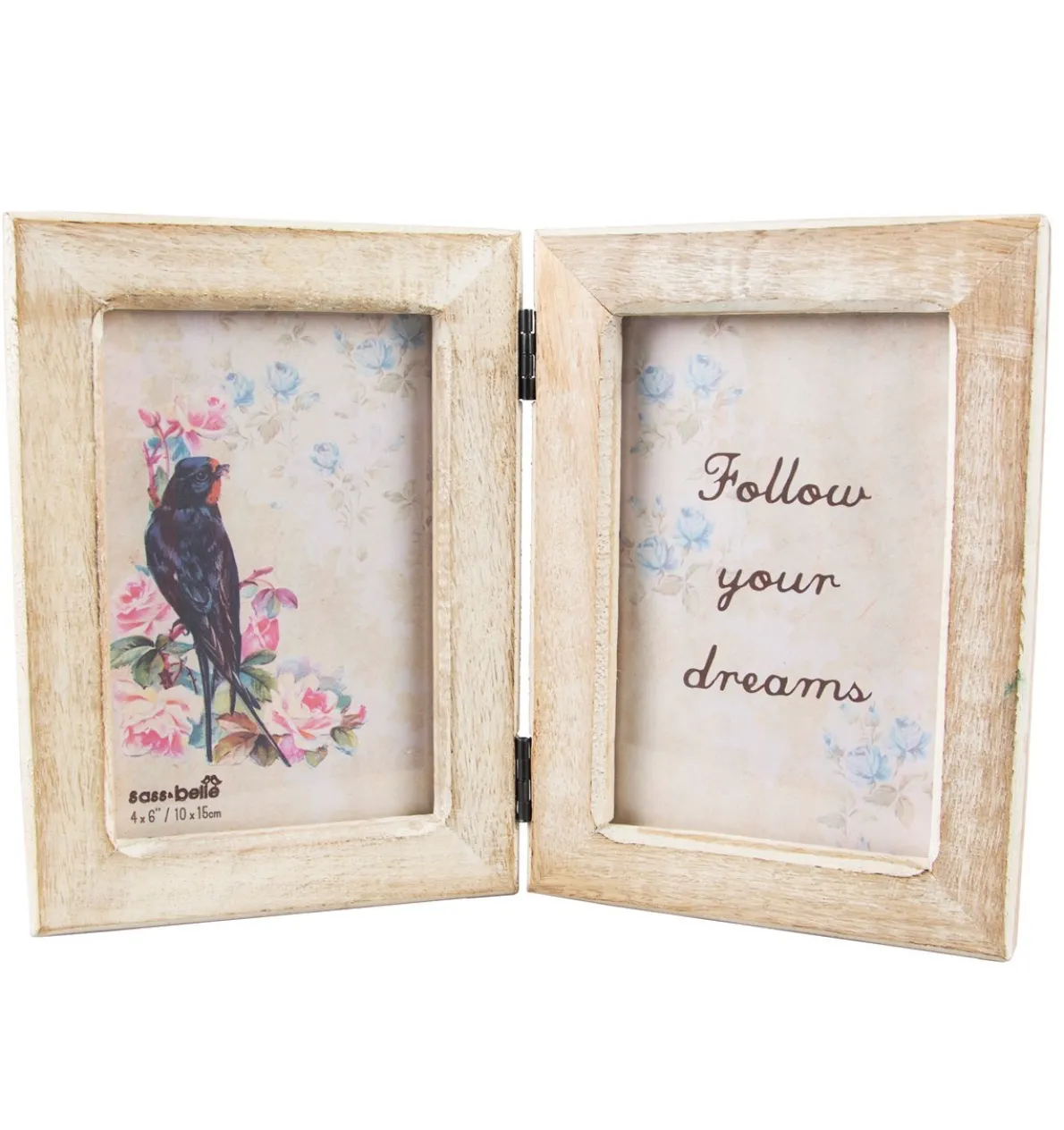 Double White Wood Photo Frame