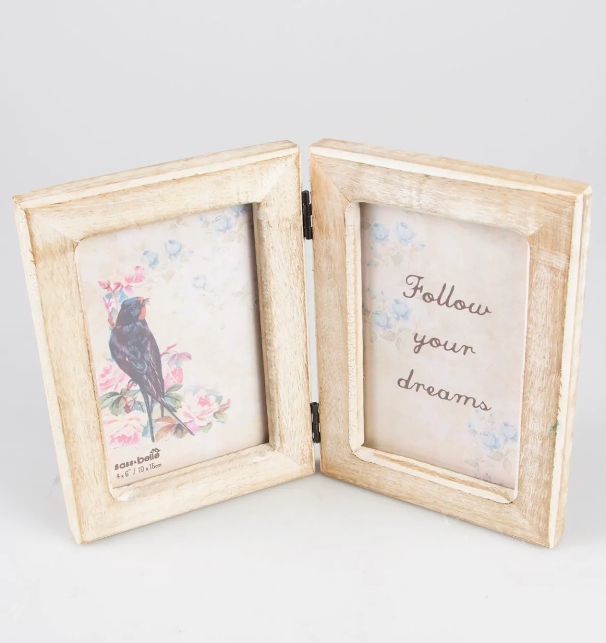 Double White Wood Photo Frame