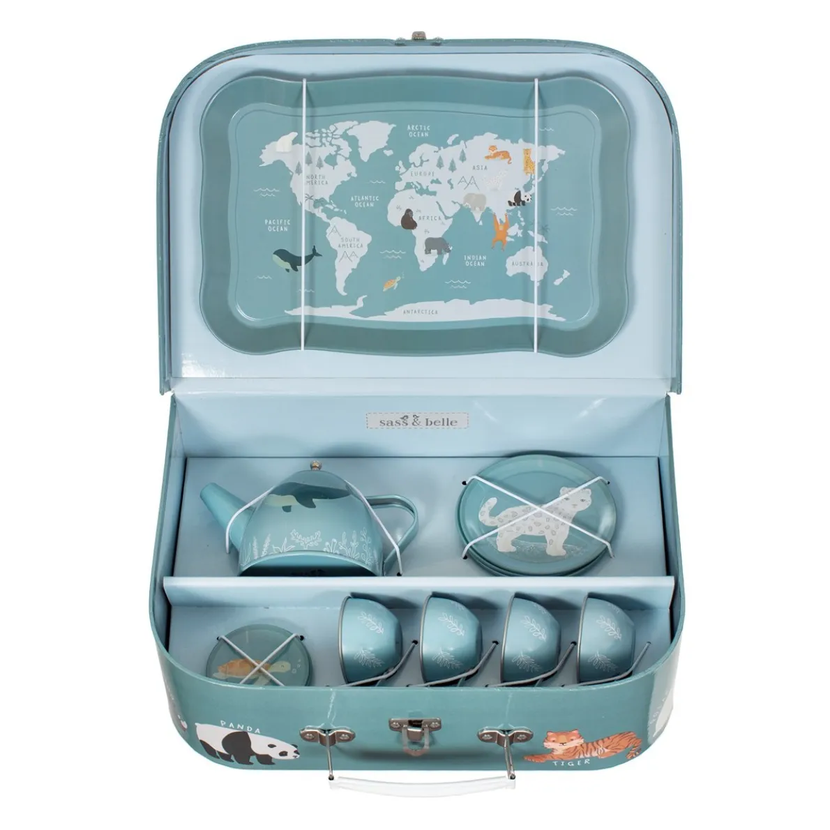 Endangered Animals Print Tin Tea Set