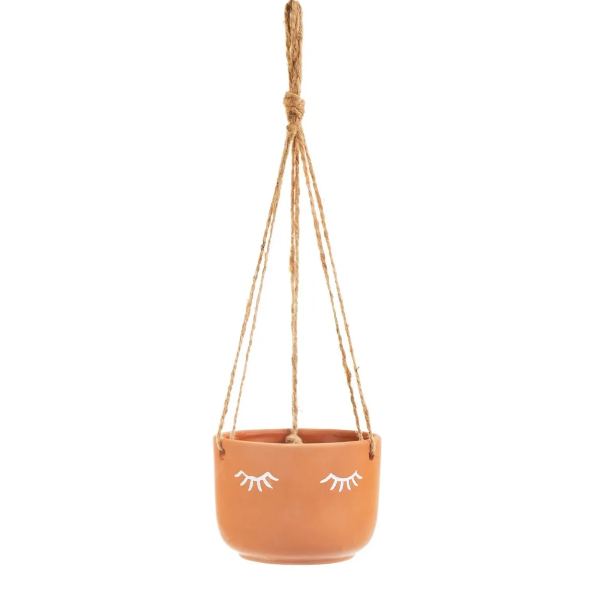 Eyes Shut Terracotta Hanging Planter