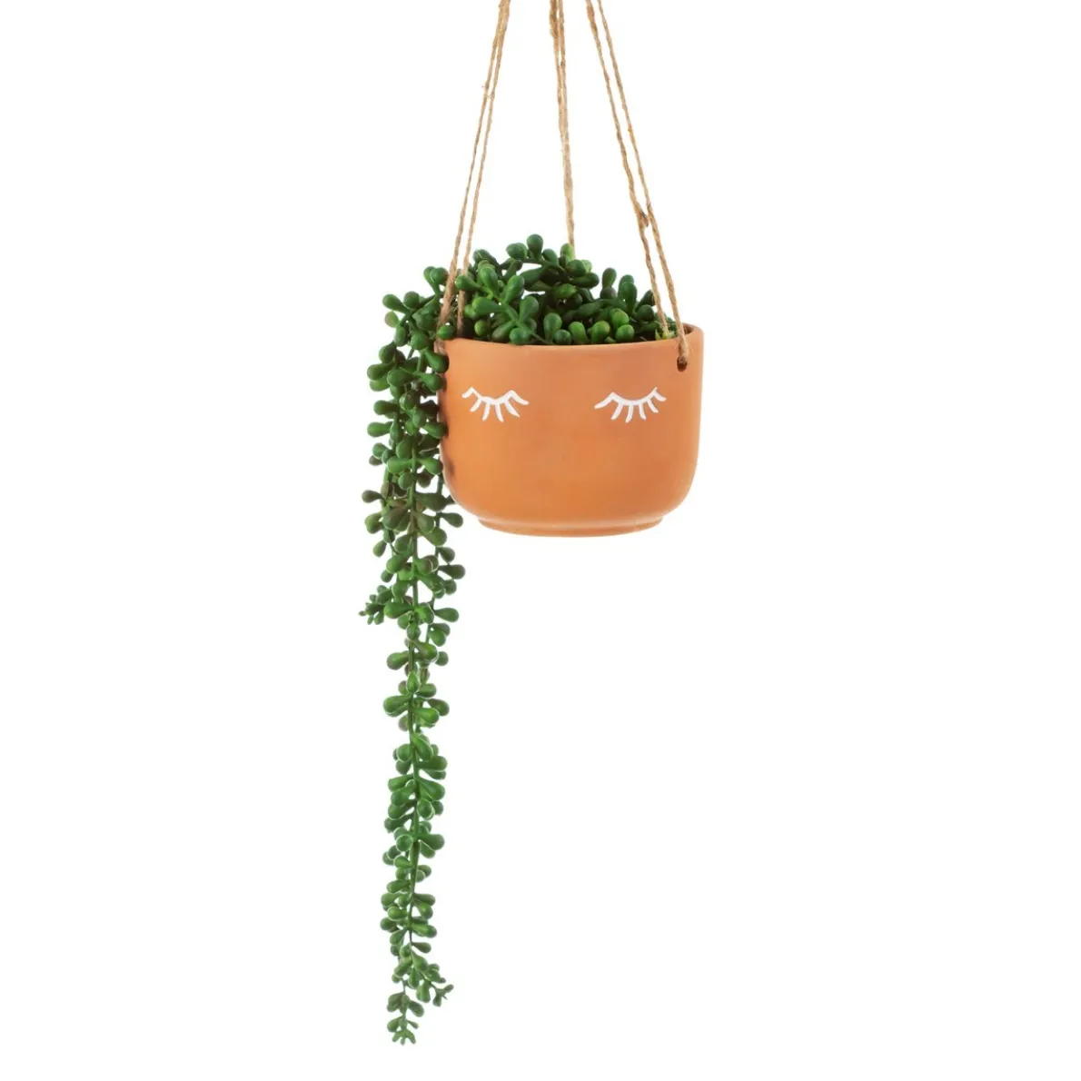Eyes Shut Terracotta Hanging Planter