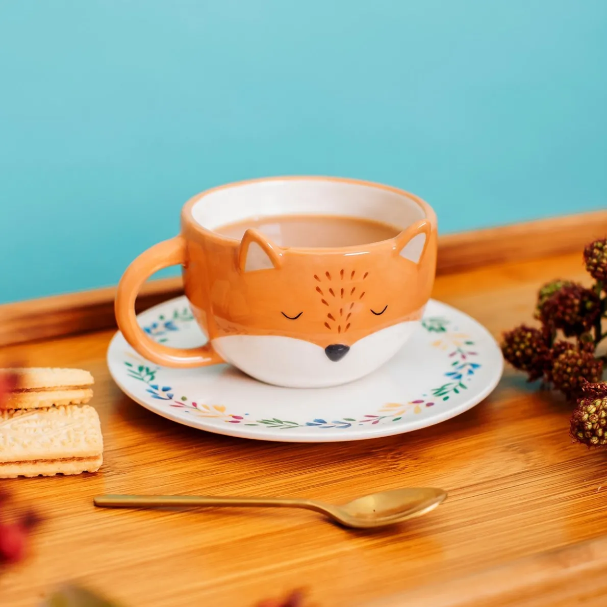 Finley Fox Tea Cup and Saucer Set