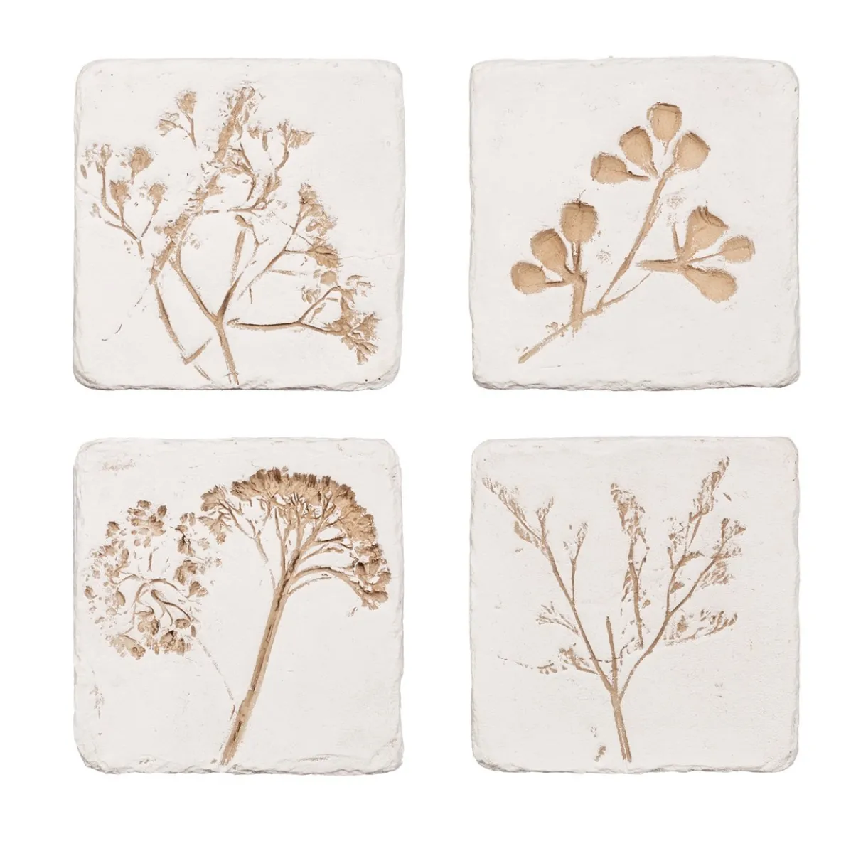 Flower Imprint Coasters - Set of 4
