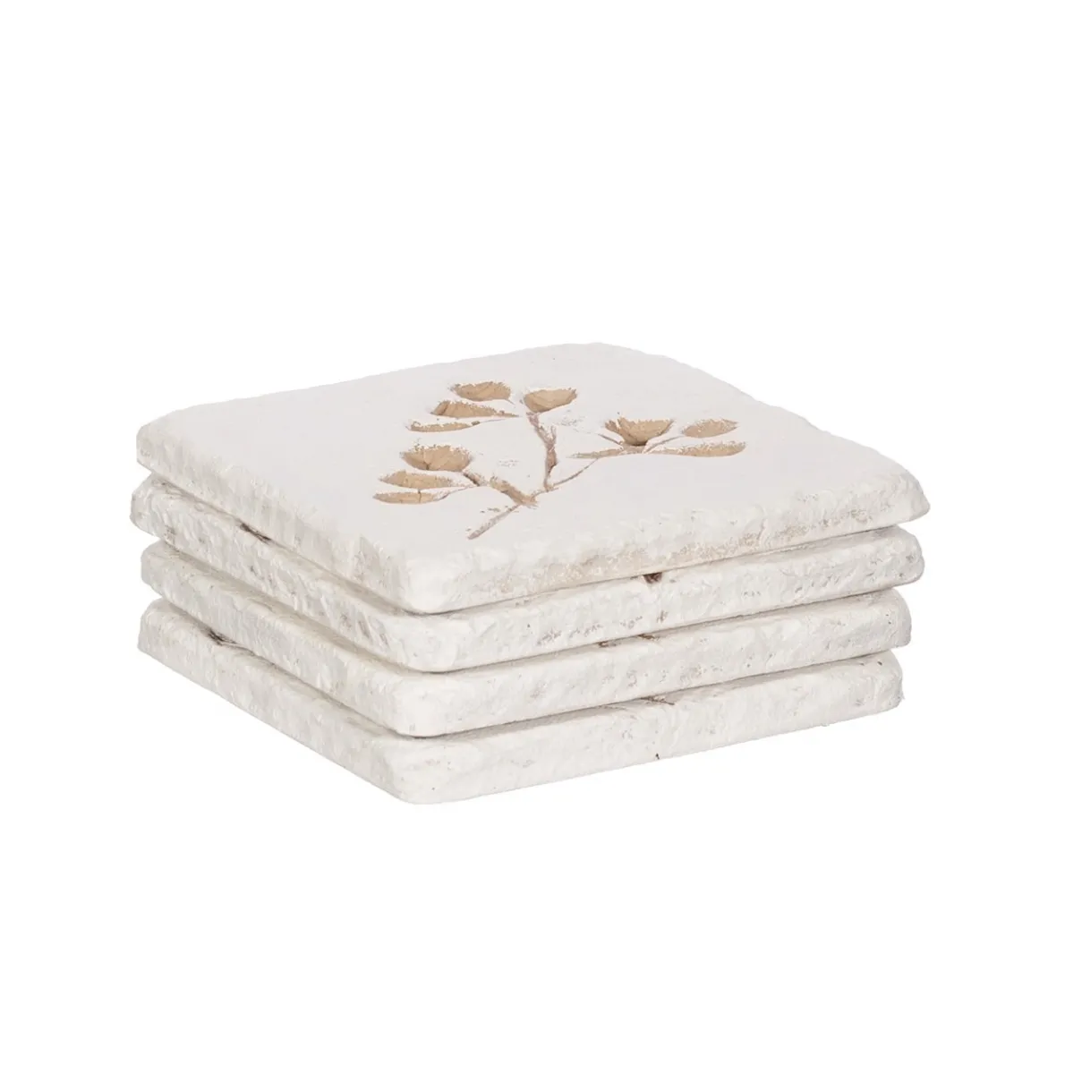 Flower Imprint Coasters - Set of 4