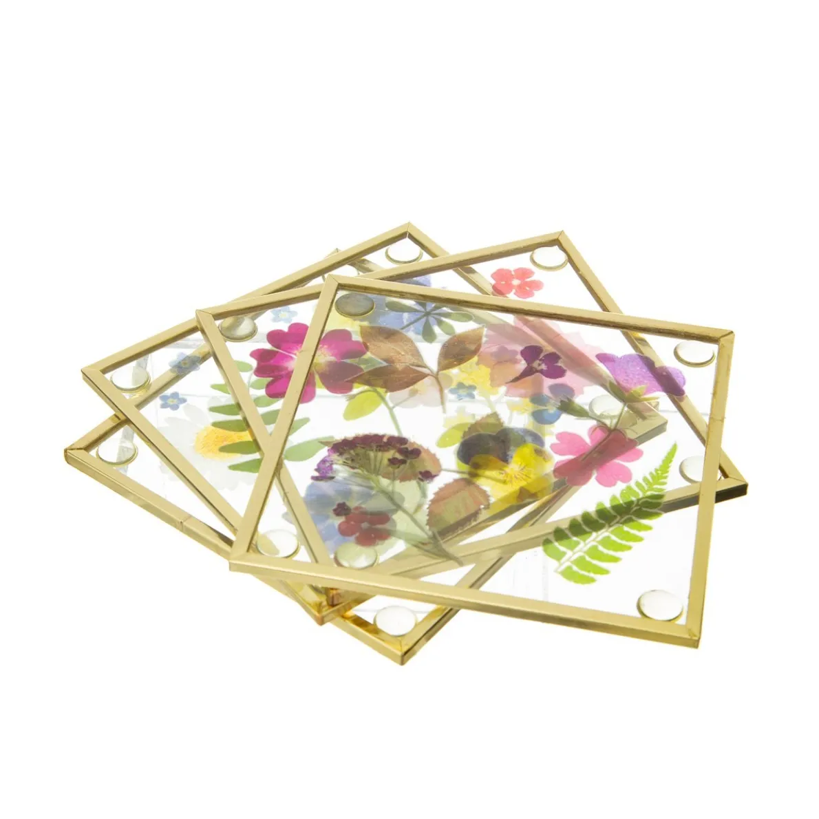 Flower Print Glass Coasters