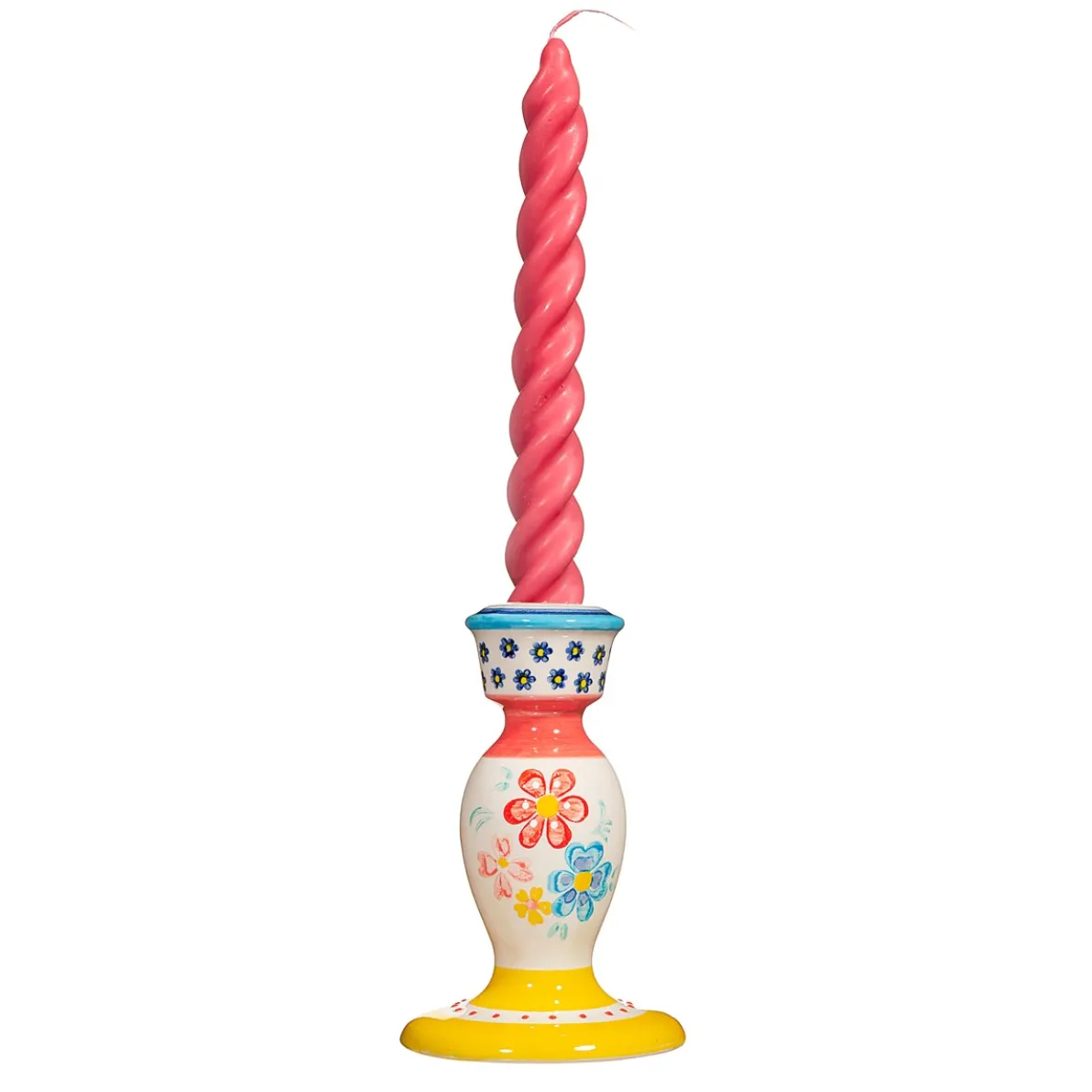 Folk Floral Candlestick Holder