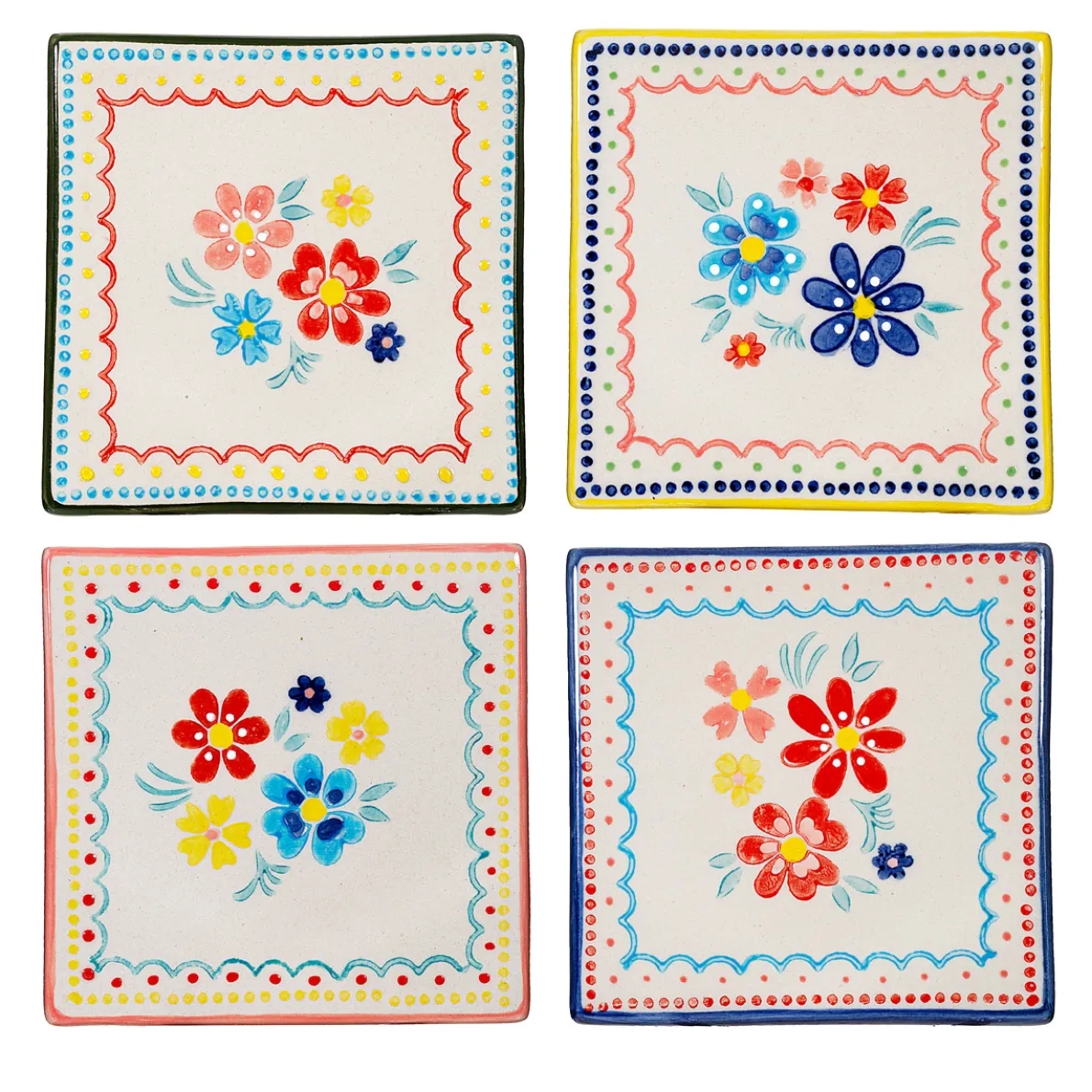Folk Floral Coasters - Set of 4