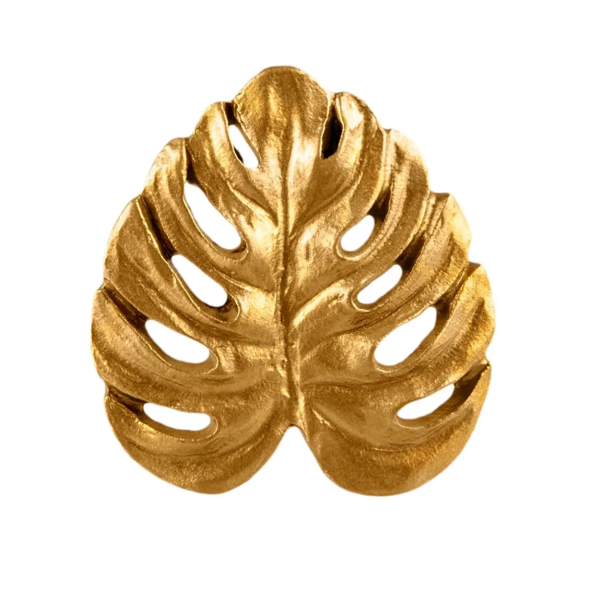 Gold Cheese Plant Leaf Drawer Knob