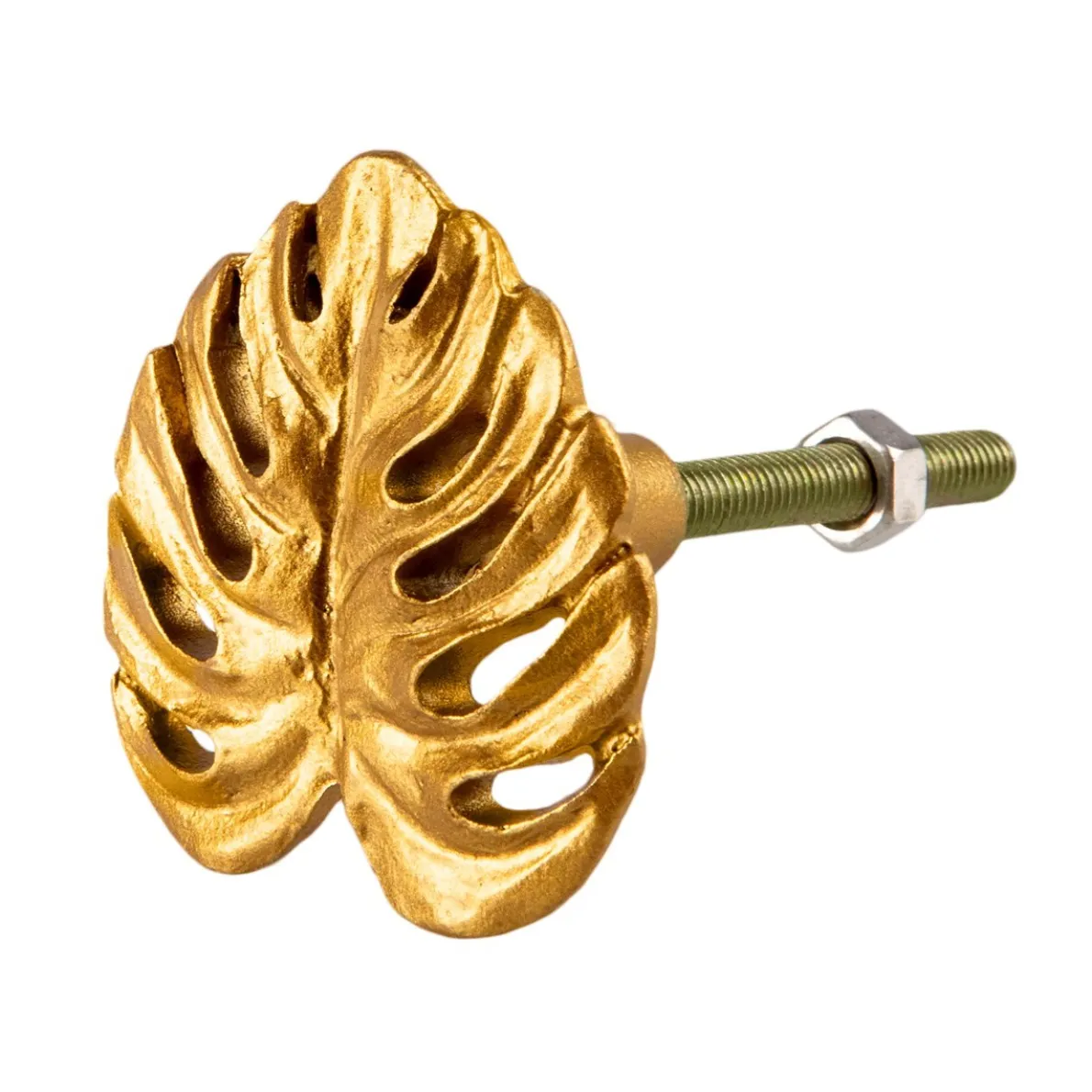 Gold Cheese Plant Leaf Drawer Knob