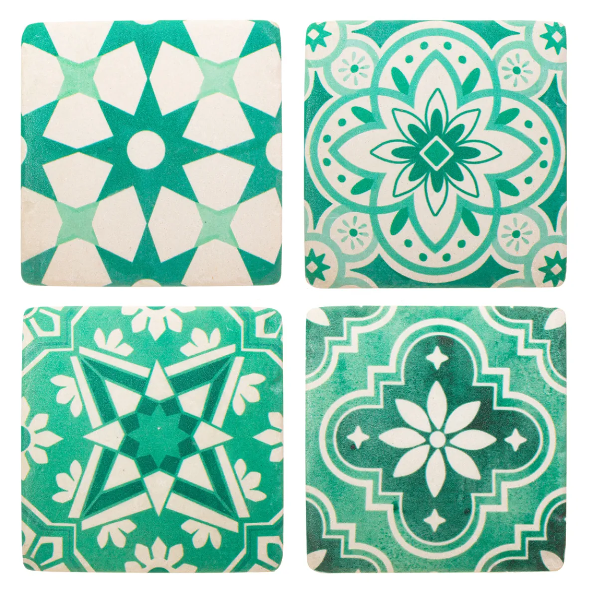 Green Tile Coasters - Set of 4