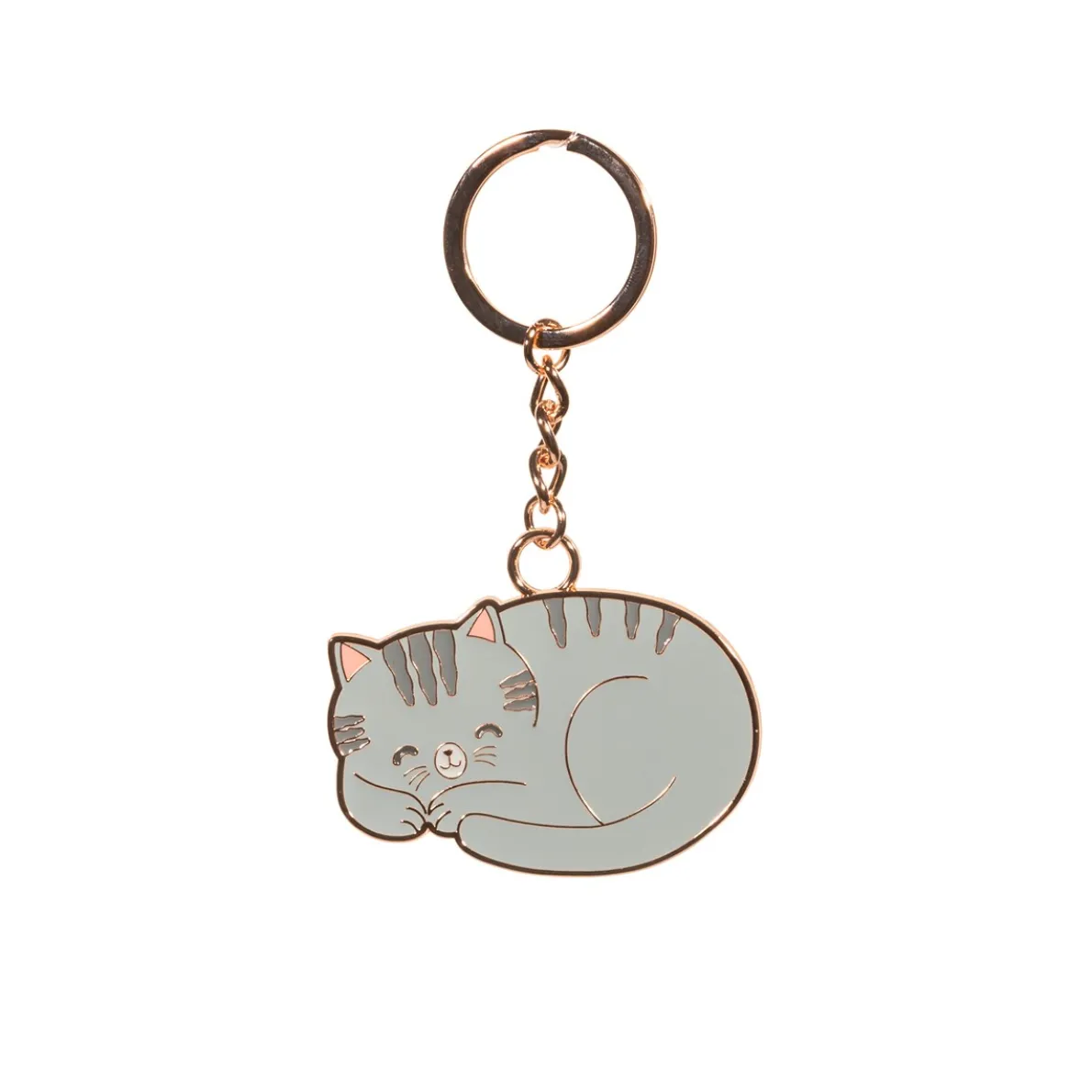 Grey Cat Enamel Keyring