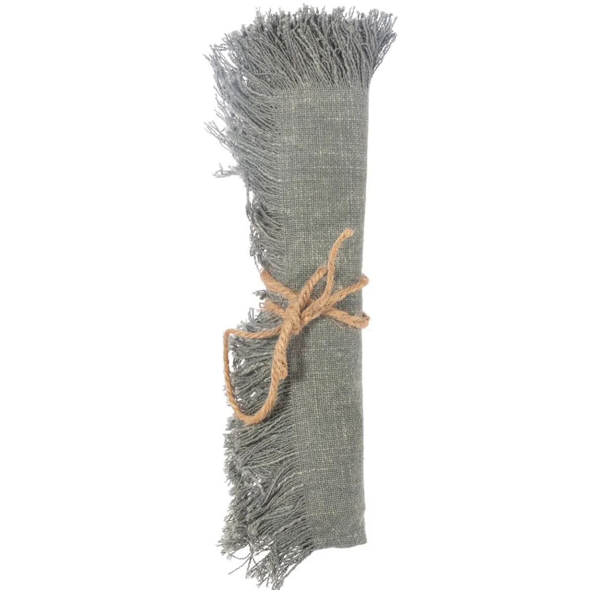 Grey Stonewash Napkins with Fringed Edge - Set of 2