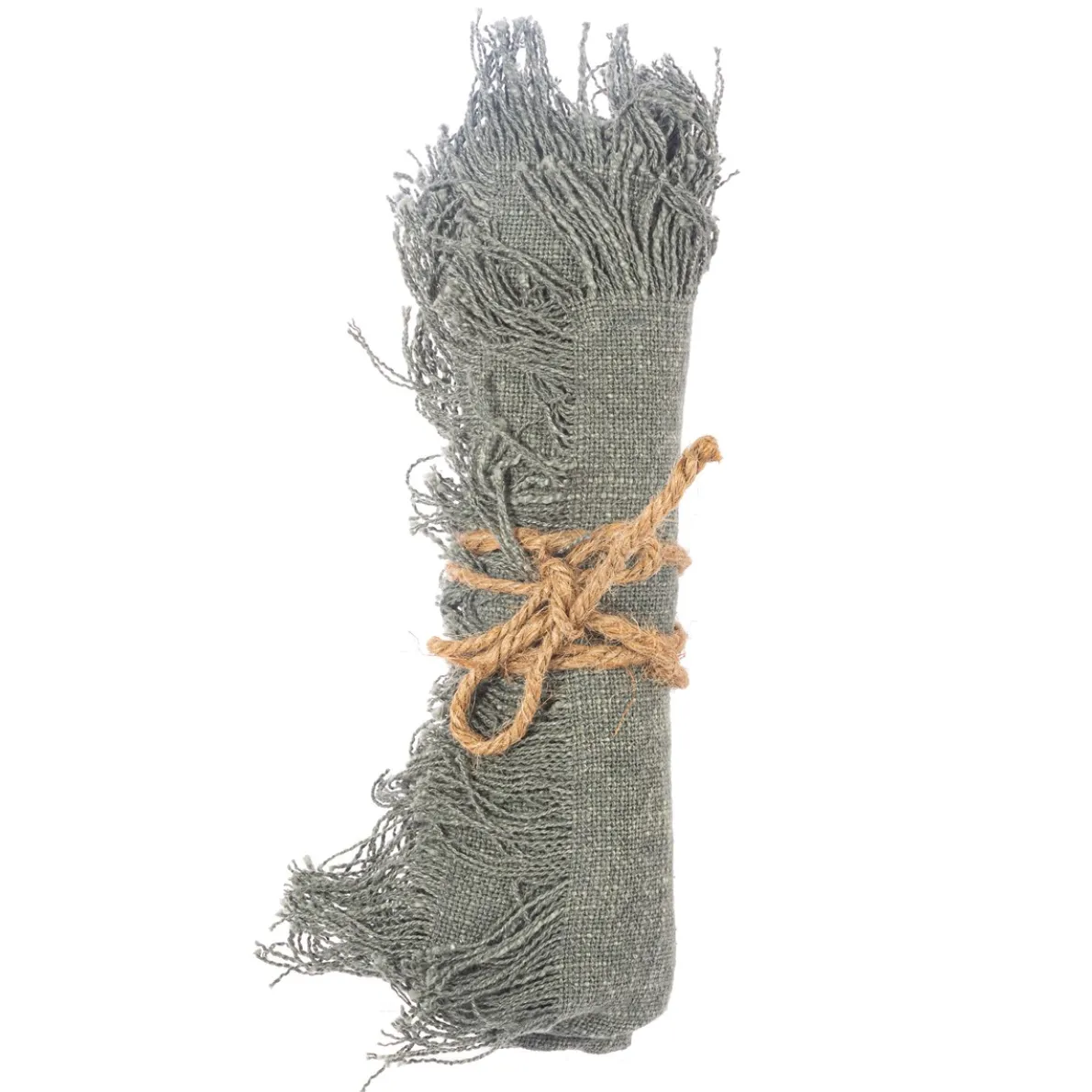 Grey Stonewash Placemats with Fringed Edge - Set of 2