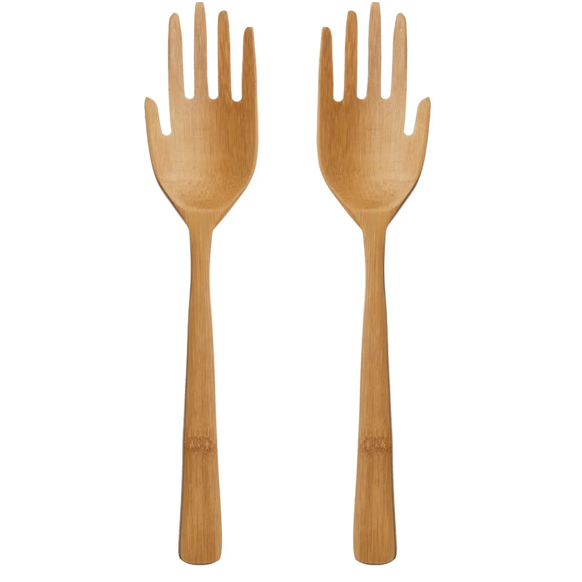 Hands Bamboo Salad Servers