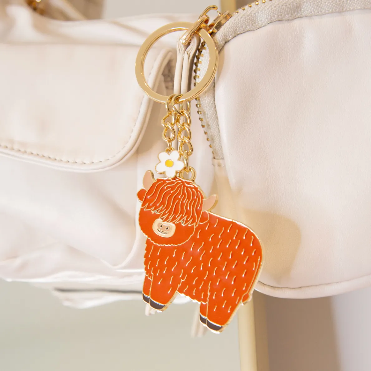 Highland Cow Enamel Keyring