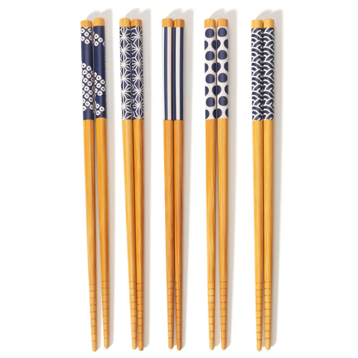 Japandi Bamboo Blue Chopsticks - Set of 5