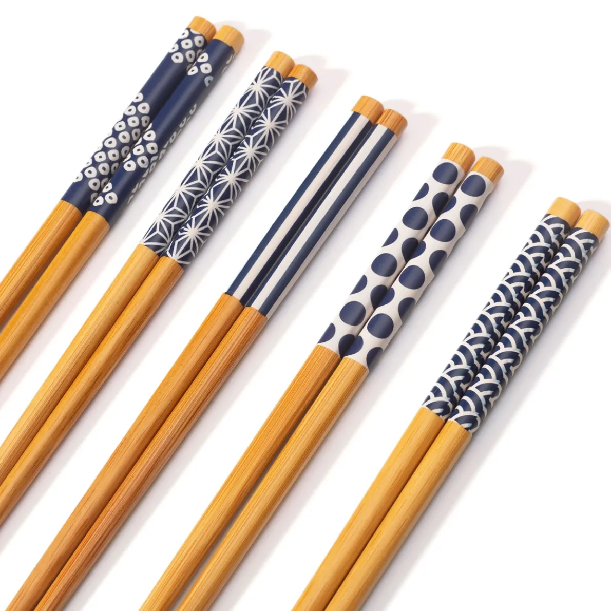 Japandi Bamboo Blue Chopsticks - Set of 5
