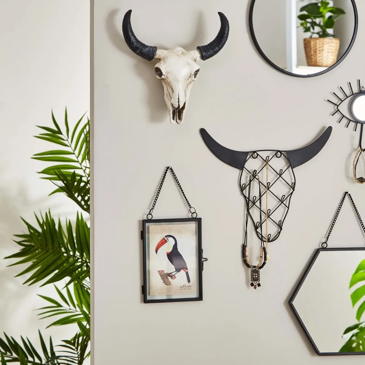 Jet Black Hexagon Mirror