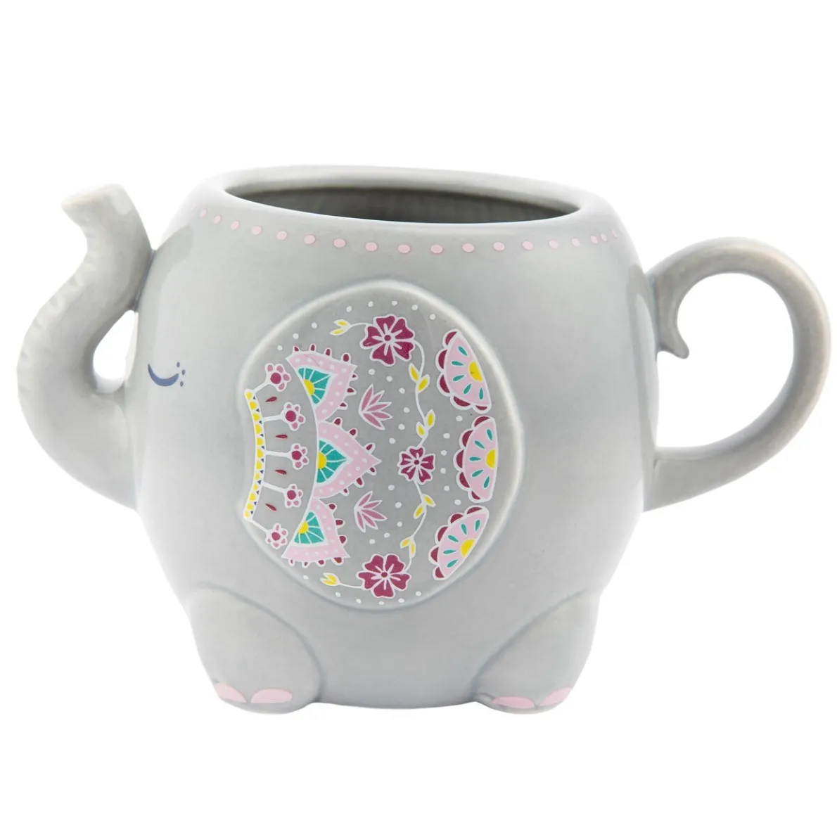 Mandala Elephant Grey Mug