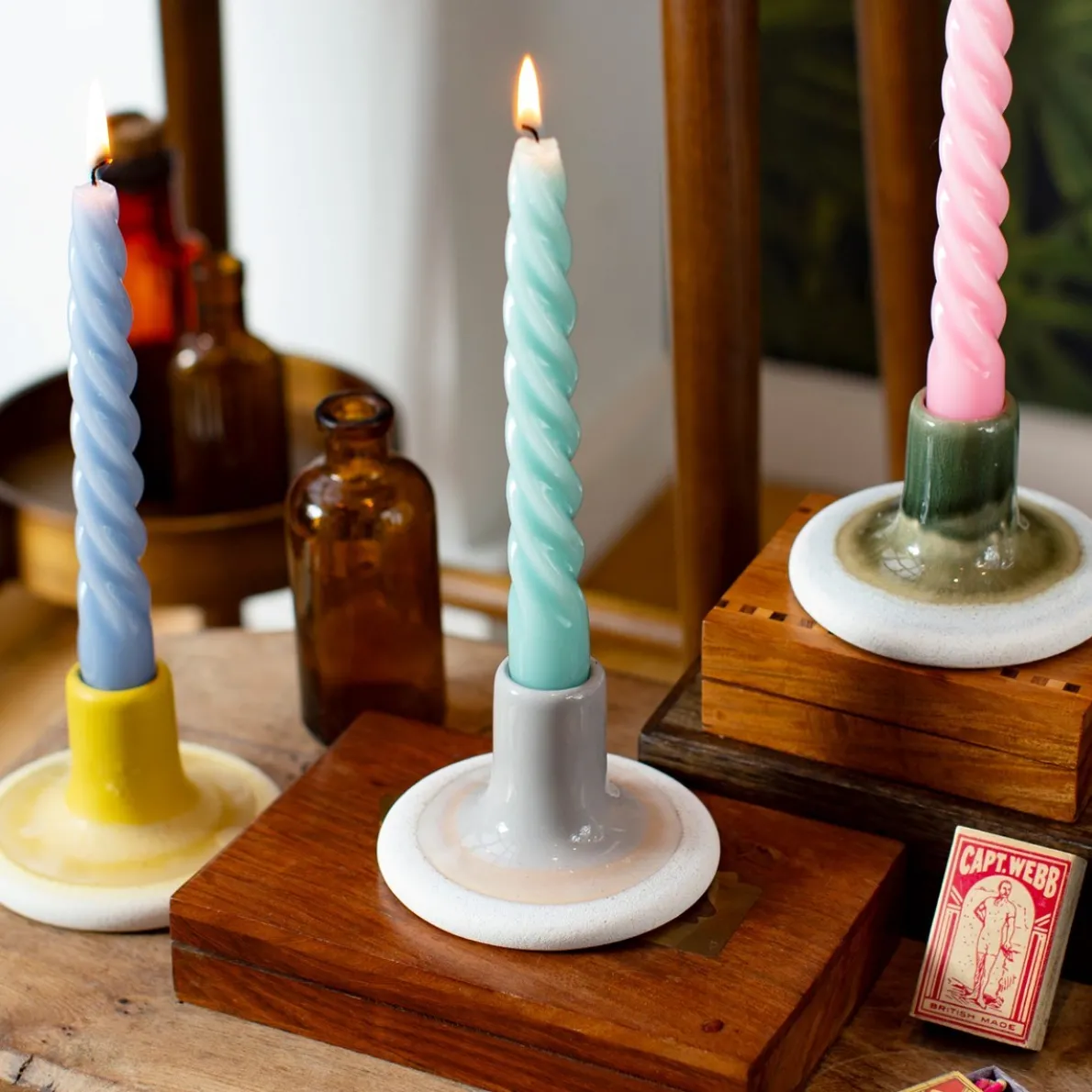 Mojave Glaze Grey Candle Holder