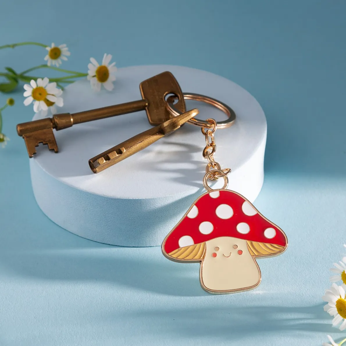 Mushroom Enamel Keyring