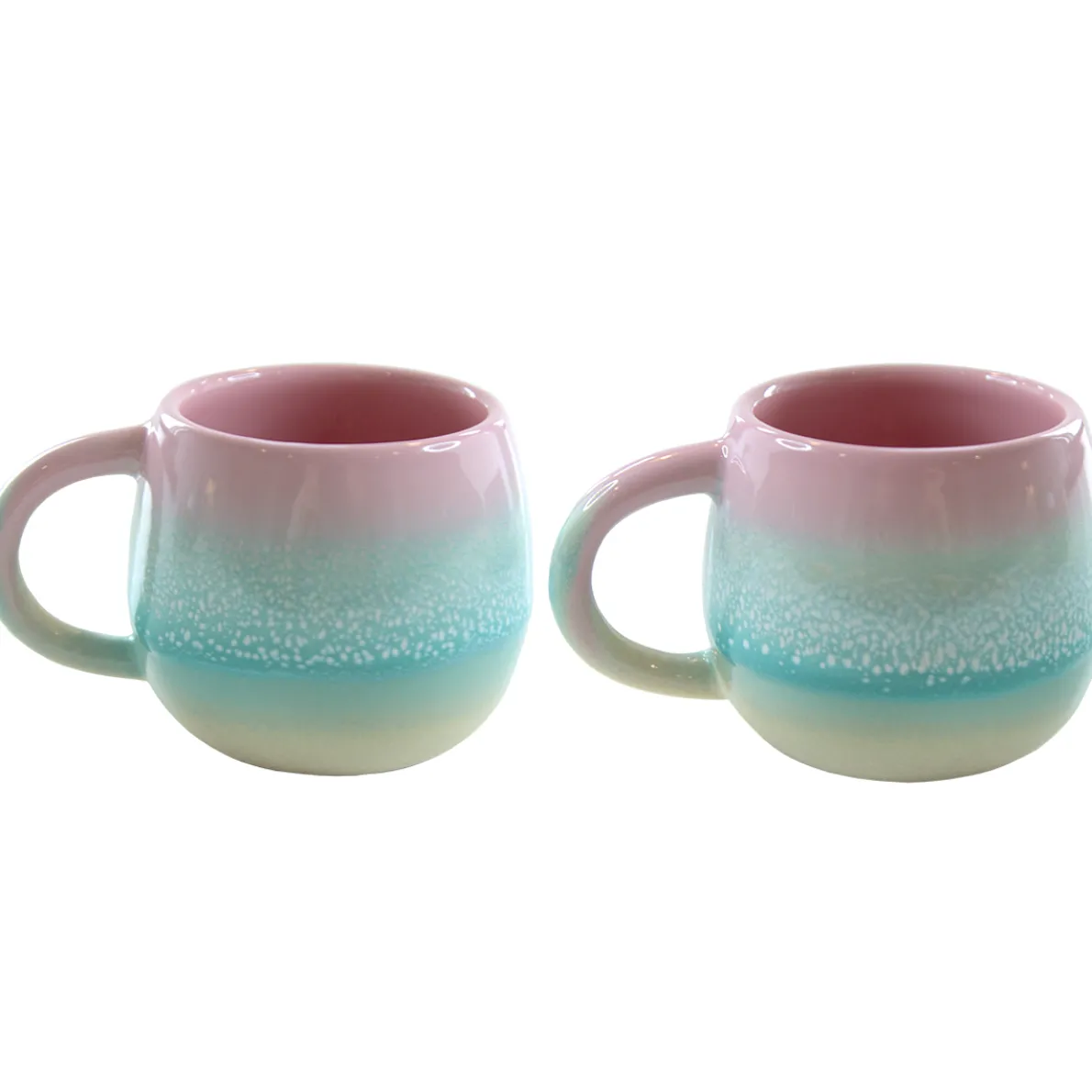 Pastel Ombre Espresso Mugs Pink & Green - Set of 2
