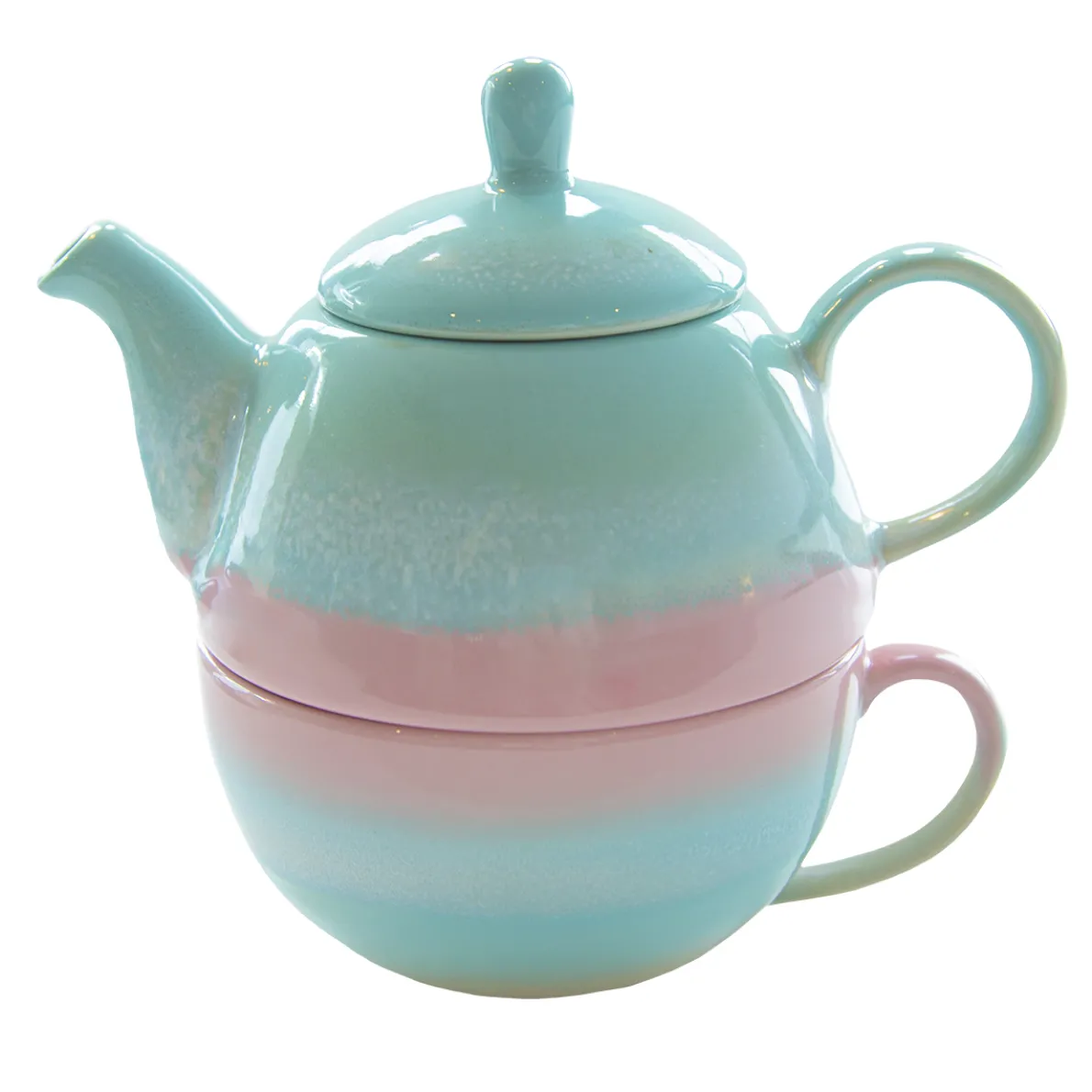 Pastel Ombre Tea For One Pink & Green