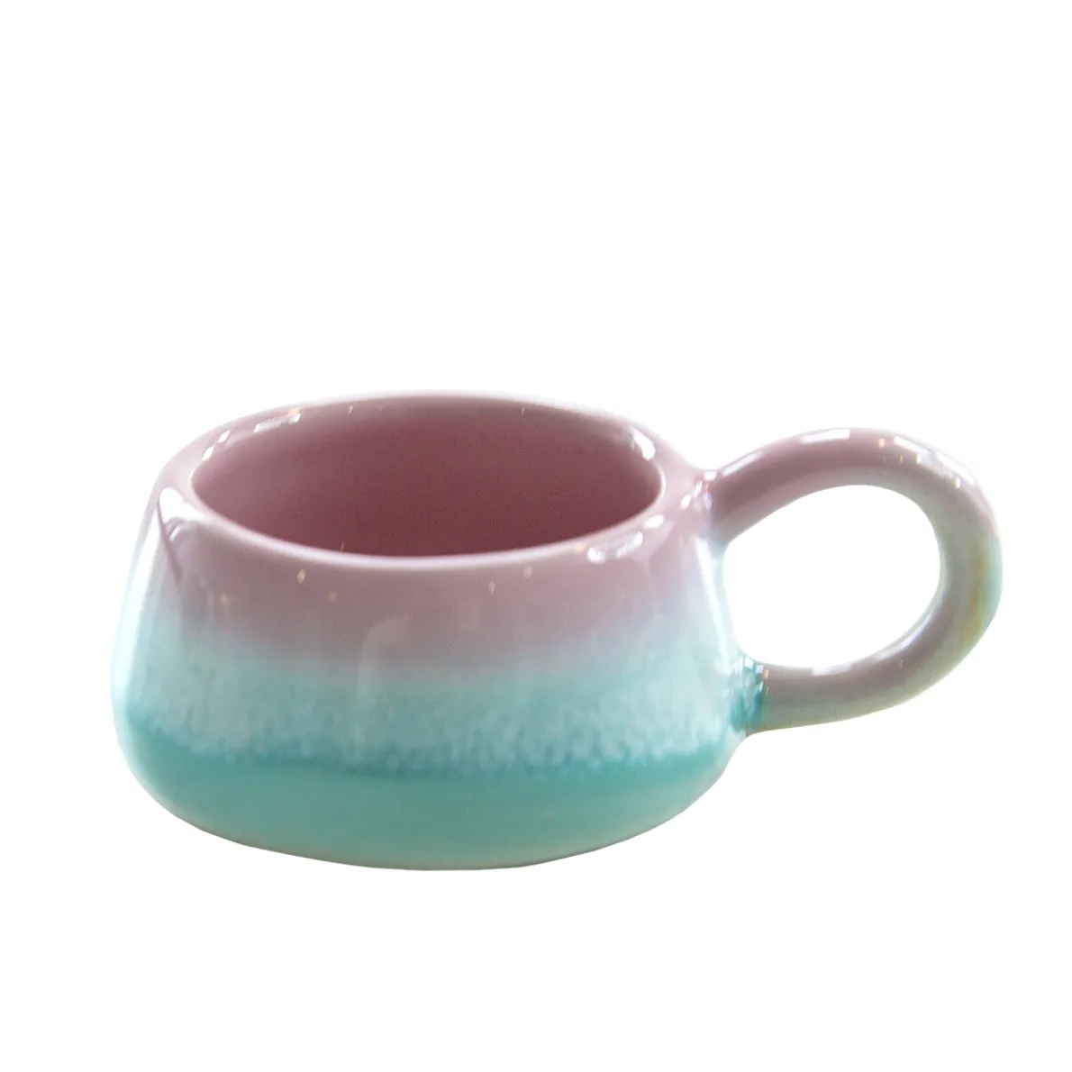 Pastel Ombre Tealight Holder with Handle Pink & Green