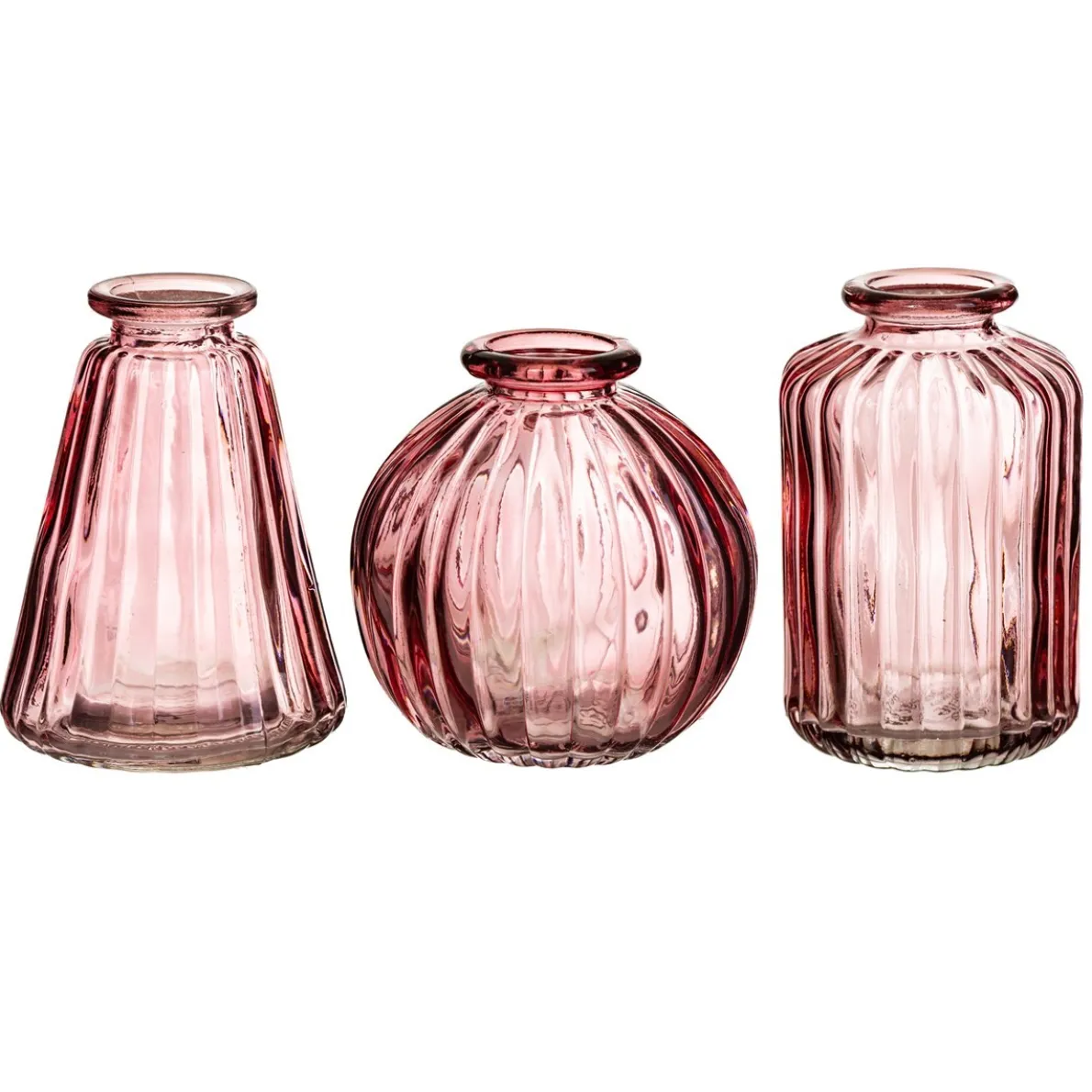 Pink Glass Bud Vases - Set of 3