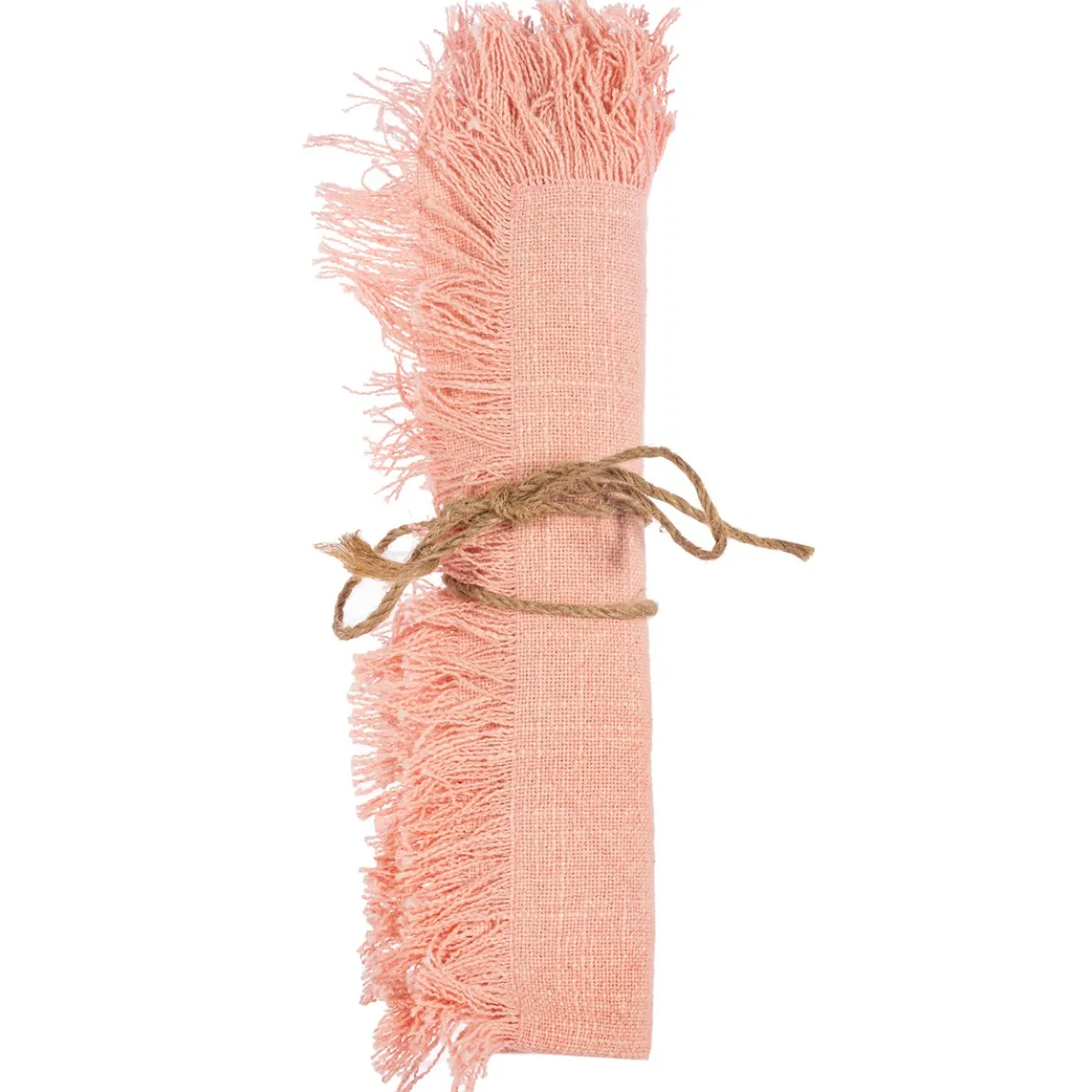 Pink Stonewash Napkins with Fringed Edge - Set of 2